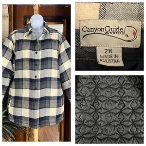 Vintage Canyon Guide Plaid Shacket Jacket 2X Unisex Quilted Flannel 90s Y2K Blue